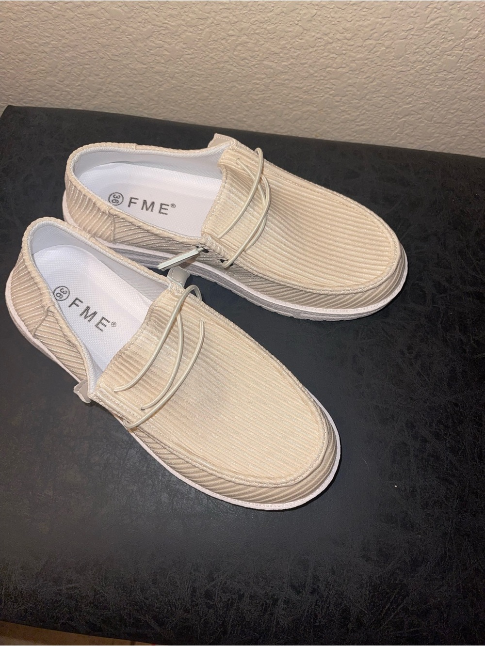 ME Makeover Essentials Men’s Slip-On Canvas Loafers in Cream